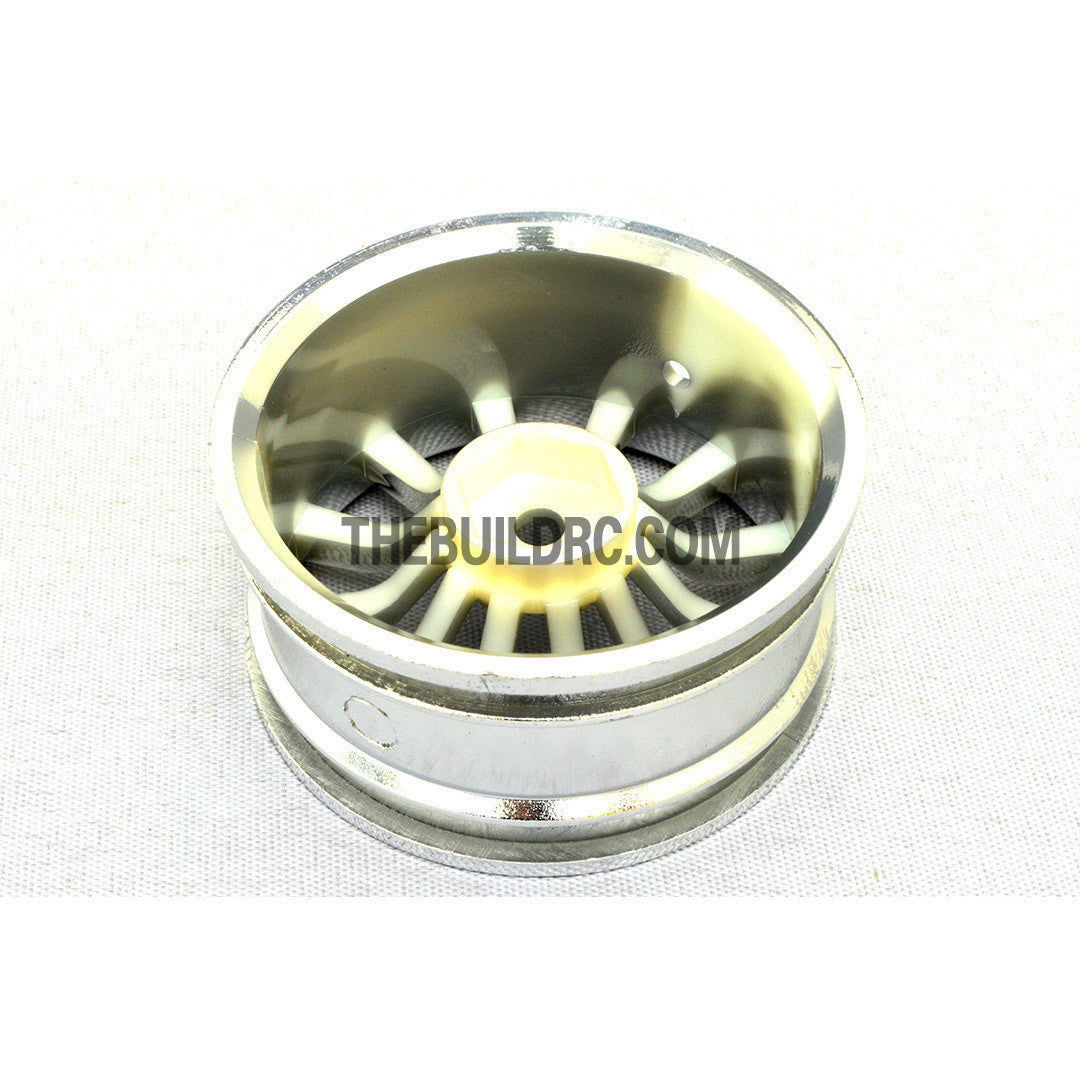 1/10 RC Car 26mm 12 Spoke 6mm Offset DRIFT Metallic Wheel Rim 4pcs - Silver