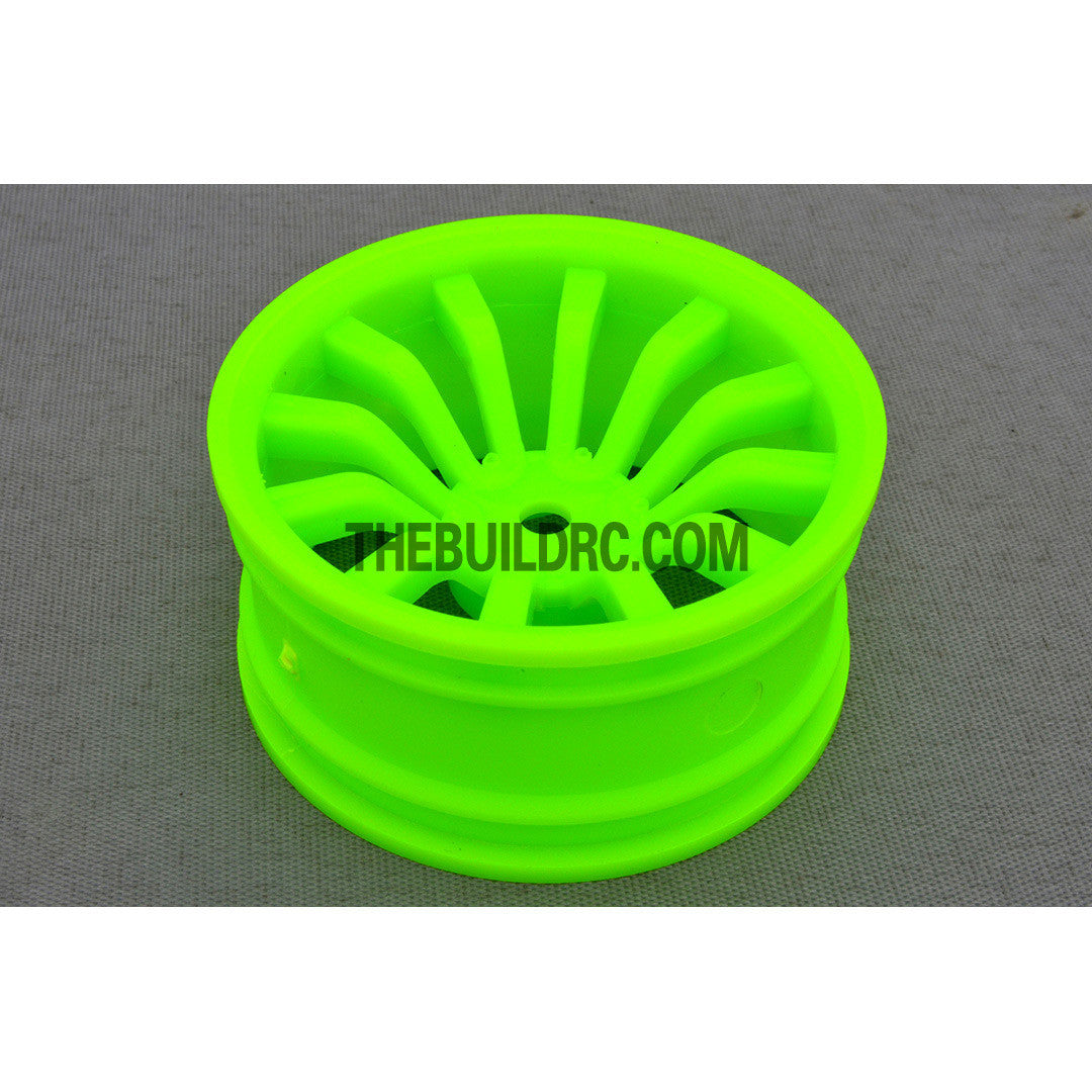 1/10 RC Car 26mm 12 Spoke 6mm Offset DRIFT Sport Wheel Rim 4pcs - Green