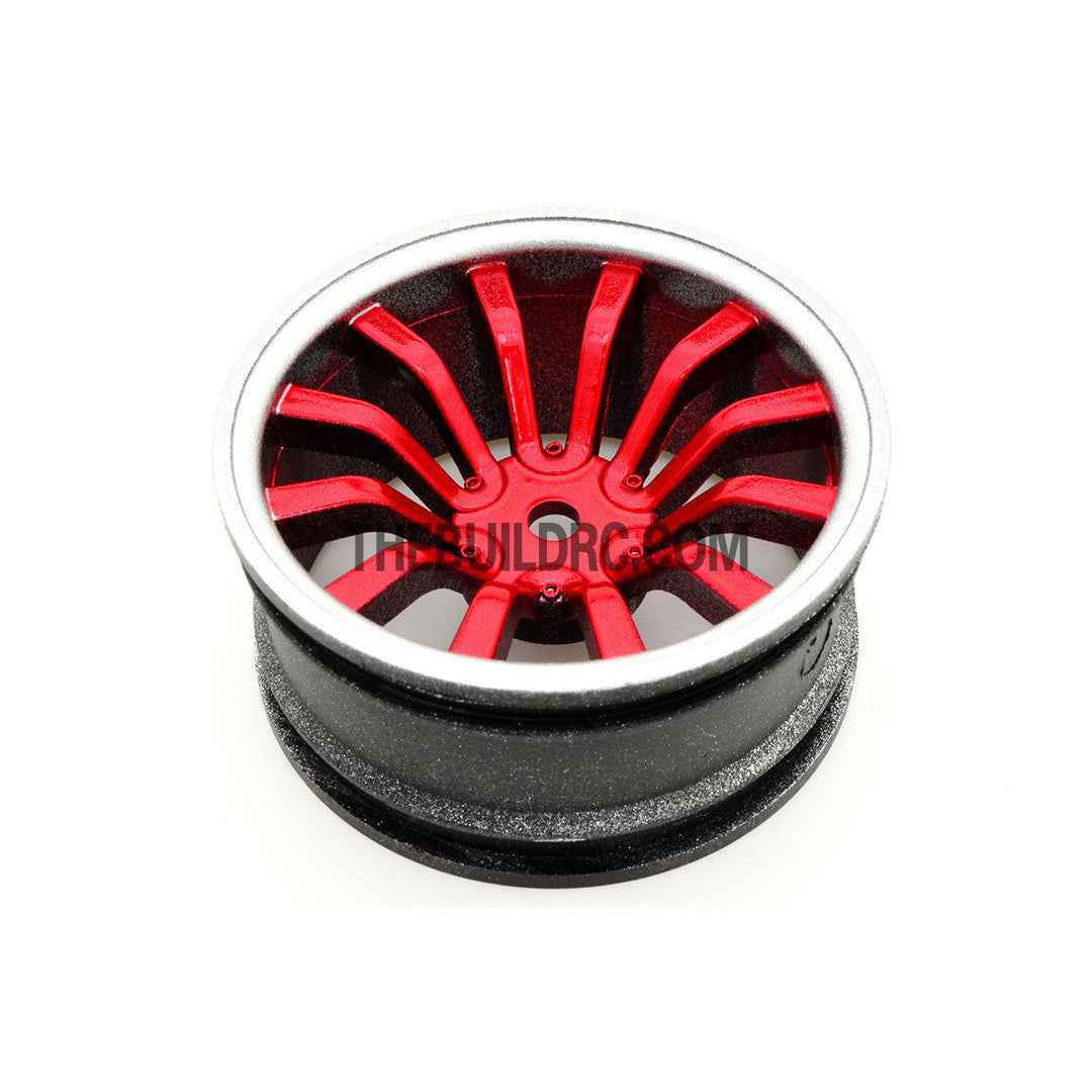 1/10 RC Car 26mm 12 Spoke 6mm Offset DRIFT Sport Wheel Rim 4pcs - Red