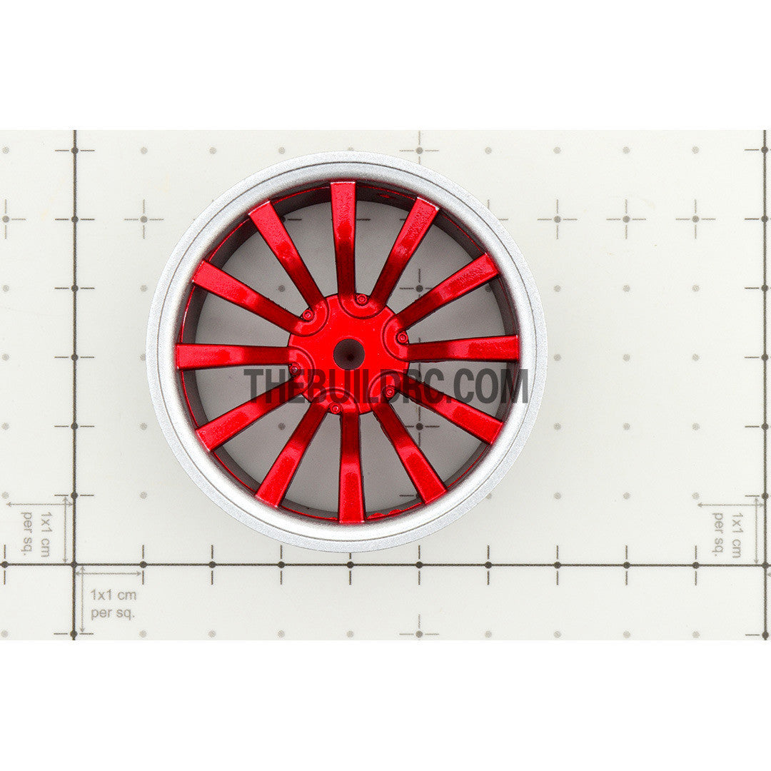 1/10 RC Car 26mm 12 Spoke 6mm Offset DRIFT Sport Wheel Rim 4pcs - Red