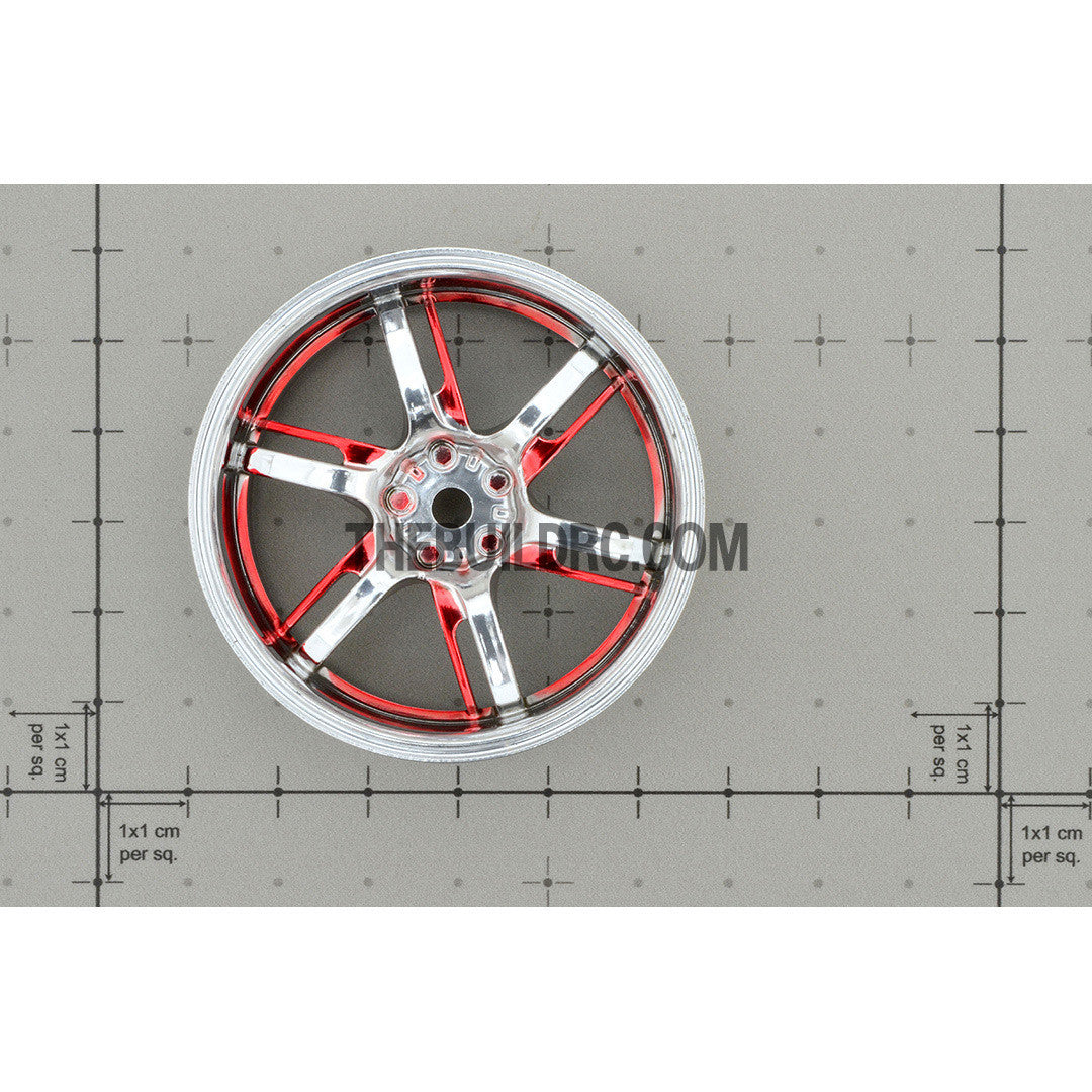 1/10 RC Car 6 Spoke 6mm Offset Sporty Wheel 4pcs - Red
