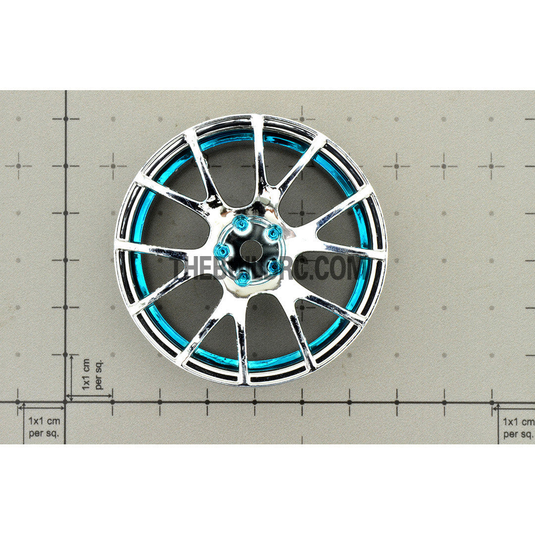 1/10 RC Car 12 Spoke 3mm Offset Drift 26mm Wheel Rim Set - Blue