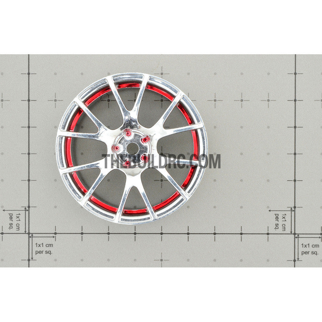 1/10 RC Car 12 Spoke 3mm Offset Drift 26mm Wheel Rim Set - red