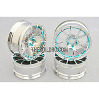 1/10 RC Car 12 Spoke 3mm Offset Drift 26mm Wheel Rim Set - Blue