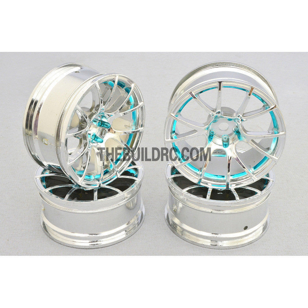 1/10 RC Car 12 Spoke 3mm Offset Drift 26mm Wheel Rim Set - Blue