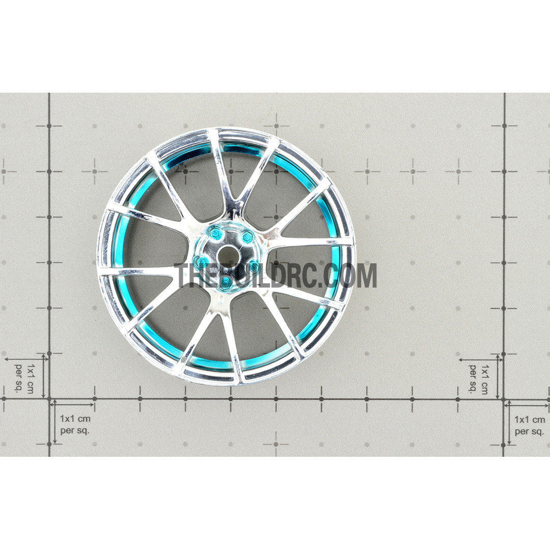 1/10 RC Car 12 Spoke 3mm Offset Drift 26mm Wheel Rim Set - Blue