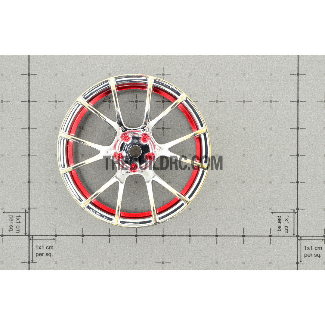 1/10 RC Car 12 Spoke 3mm Offset Drift 26mm Wheel Rim Set - Red