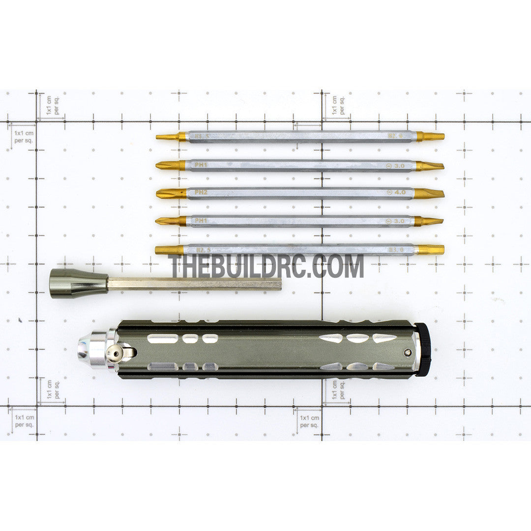 Adjustable Length Multi-functional Hex Socket + Hex + Cross + Slot Screw Driver for RC Racing Car - Grey