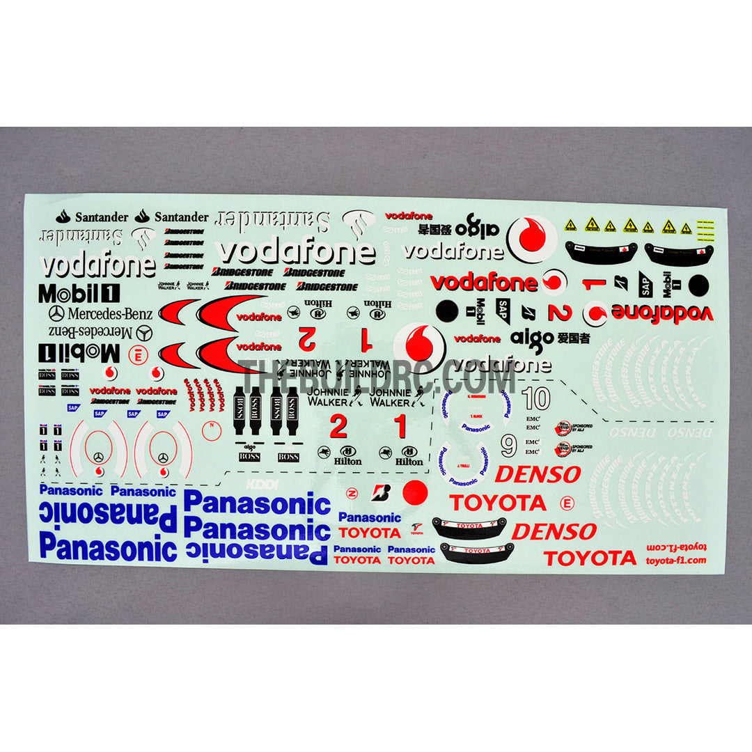 Auto Racing Sponsor Name Decals for 1/10 Car Body (Panasonic / Vodafone / Mobil / Toyota / etc)