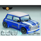 1/10 Mini Cooper PC Transparent RC Car Body with Decals, Light Box & Spoilers