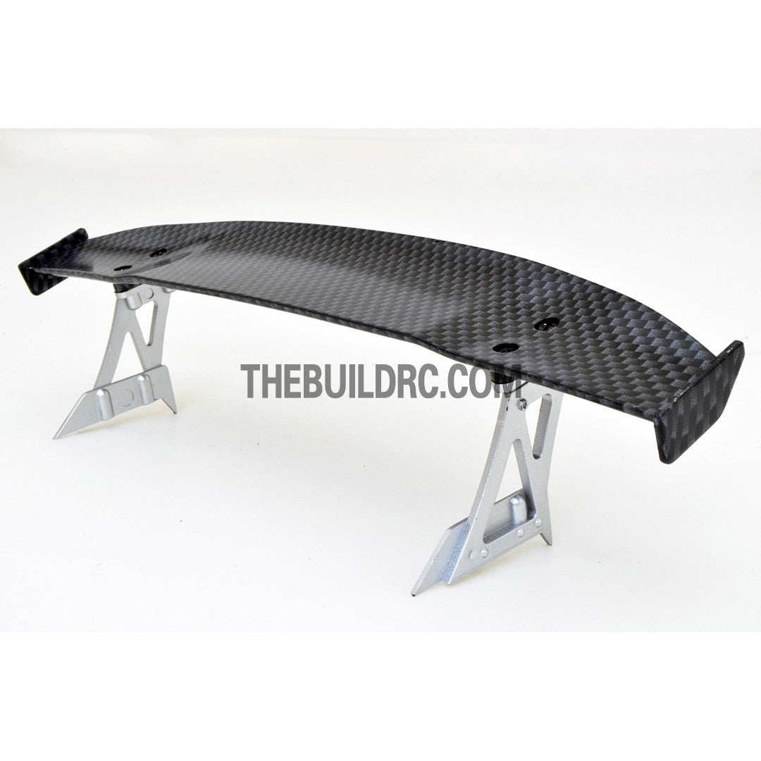 1/10 RC Racing Car 190x33mm Carbon Fiber Pattern GT Wing Rear Spoiler with Stand Style A