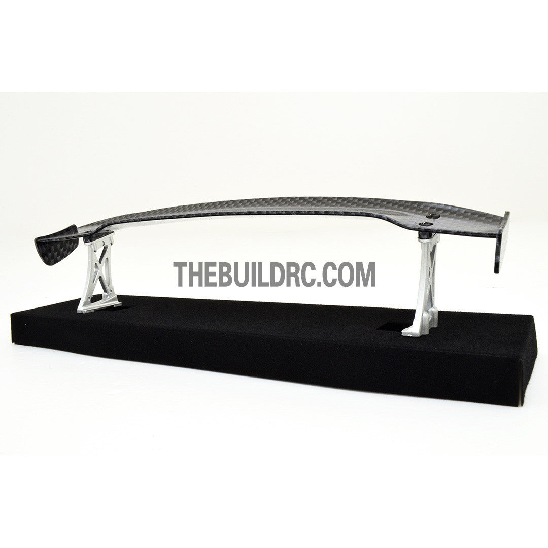 1/10 RC Racing Car 185x31mm Carbon Fiber Pattern GT Wing Rear Spoiler with Stand Style A