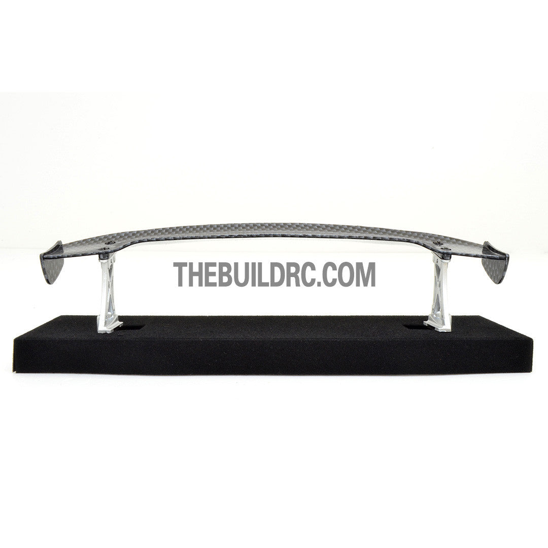 1/10 RC Racing Car 185x31mm Carbon Fiber Pattern GT Wing Rear Spoiler with Stand Style A