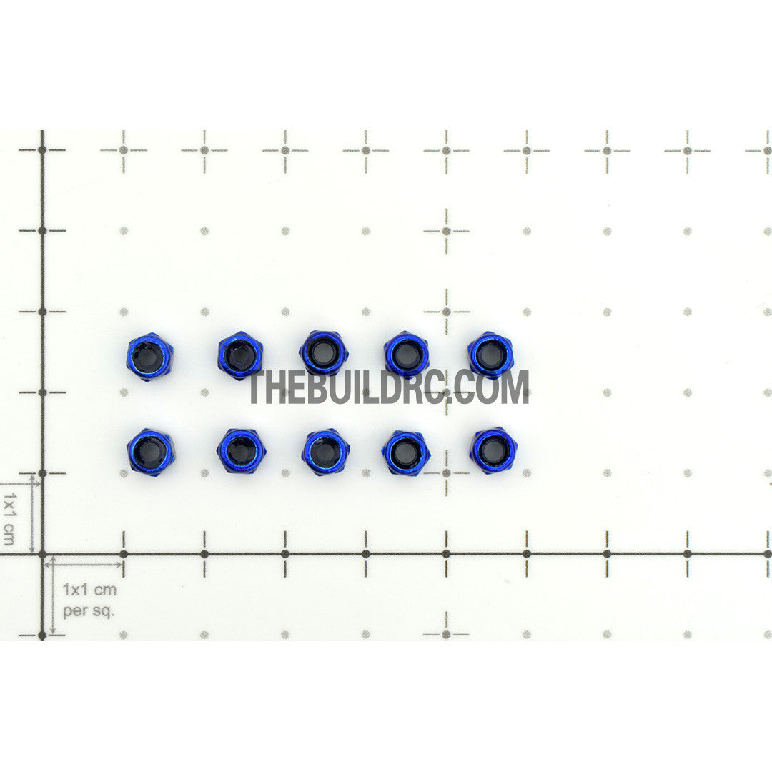 1/18 RC Car 3mm Alloy Wheel Rim Hex Lock Nut 10pcs - Dark Blue