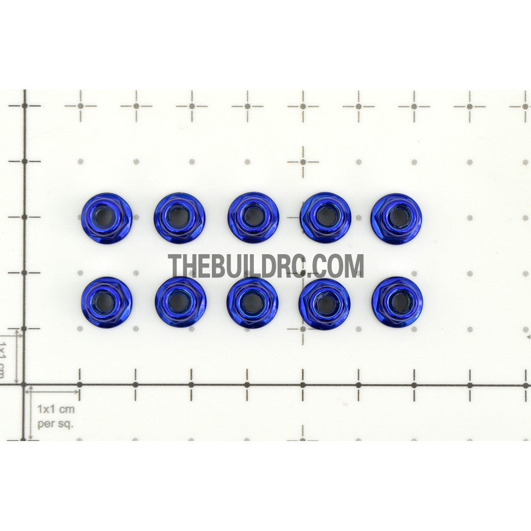 1/10 RC Car 4mm Alloy Wheel Rim Hex Lock Nut 10pcs - Dark Blue