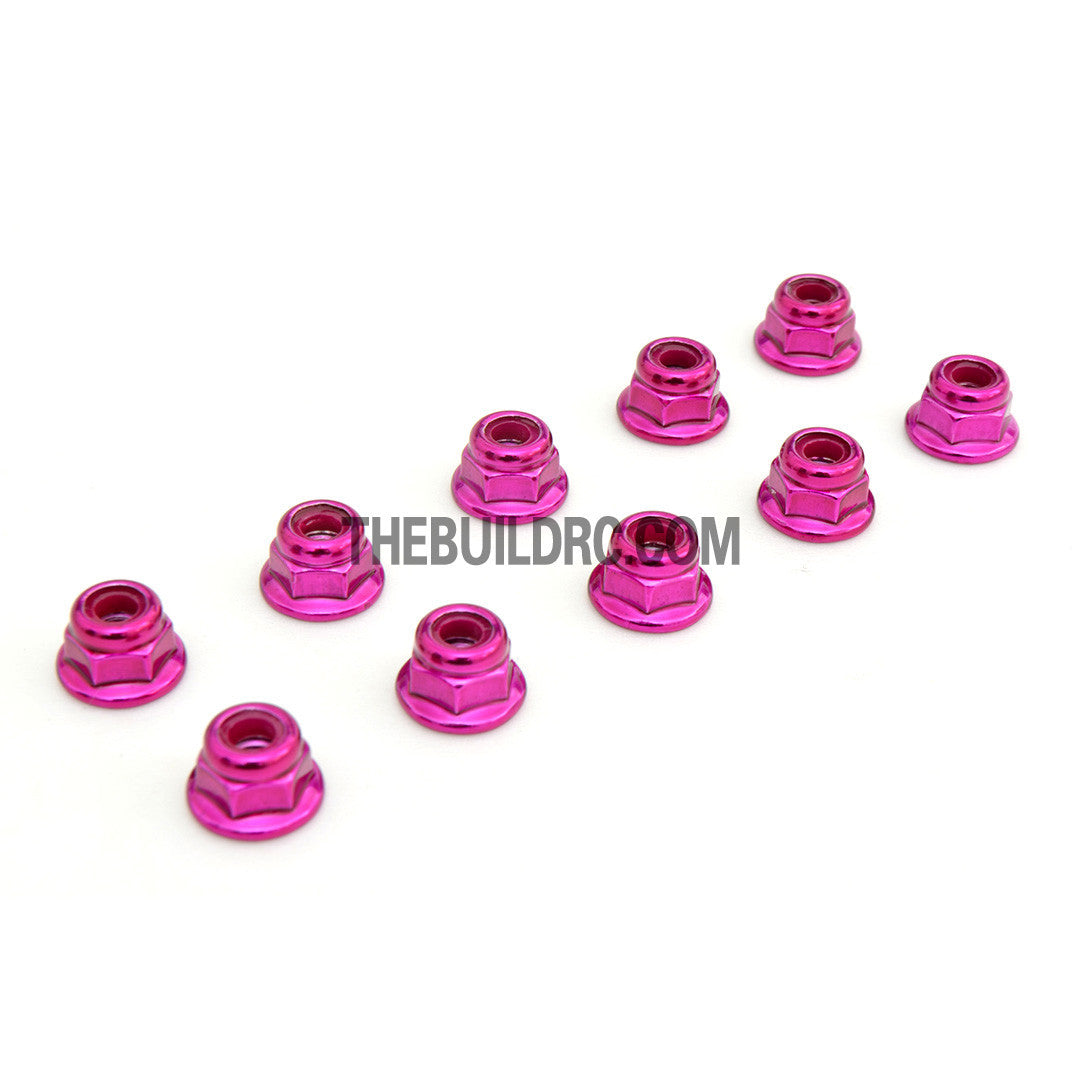 1/10 RC Car 4mm Alloy Wheel Rim Hex Lock Nut 10pcs - Pink