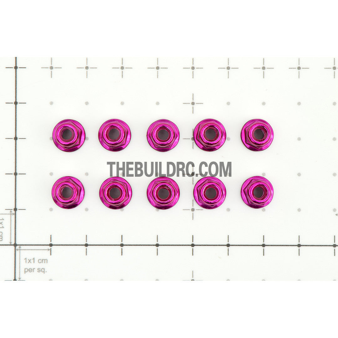 1/10 RC Car 4mm Alloy Wheel Rim Hex Lock Nut 10pcs - Pink