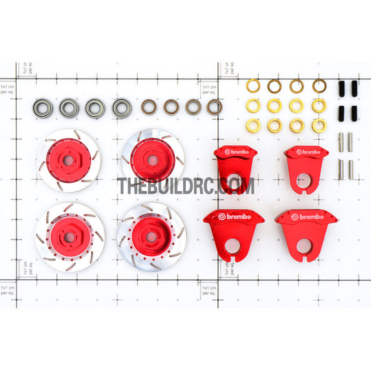 1/10 RC On-road Car Aluminum Brake Disc Kit - Red