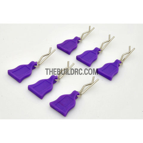 RC Car Body Clip + Rubber Tag (6 pcs) - Purple