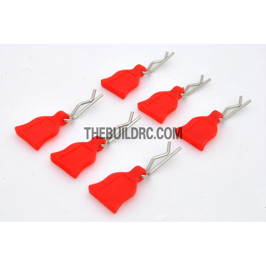RC Car Body Clip + Rubber Tag (6 pcs) - Red