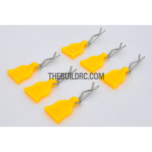 RC Car Body Clip + Rubber Tag (6 pcs) - Yellow