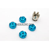 1/10 RC Car 4mm Alloy Anti-Loose Wheel Rim Lock Nut with Hex Screw Driver Adapter 5pcs - Light Blue
