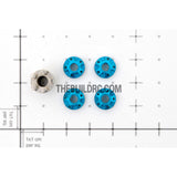 1/10 RC Car 4mm Alloy Anti-Loose Wheel Rim Lock Nut with Hex Screw Driver Adapter 5pcs - Light Blue