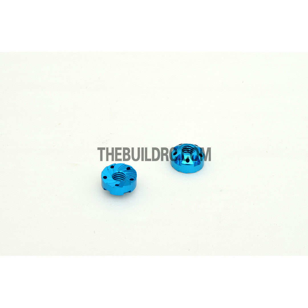 1/10 RC Car 4mm Alloy Anti-Loose Wheel Rim Lock Nut with Hex Screw Driver Adapter 5pcs - Light Blue