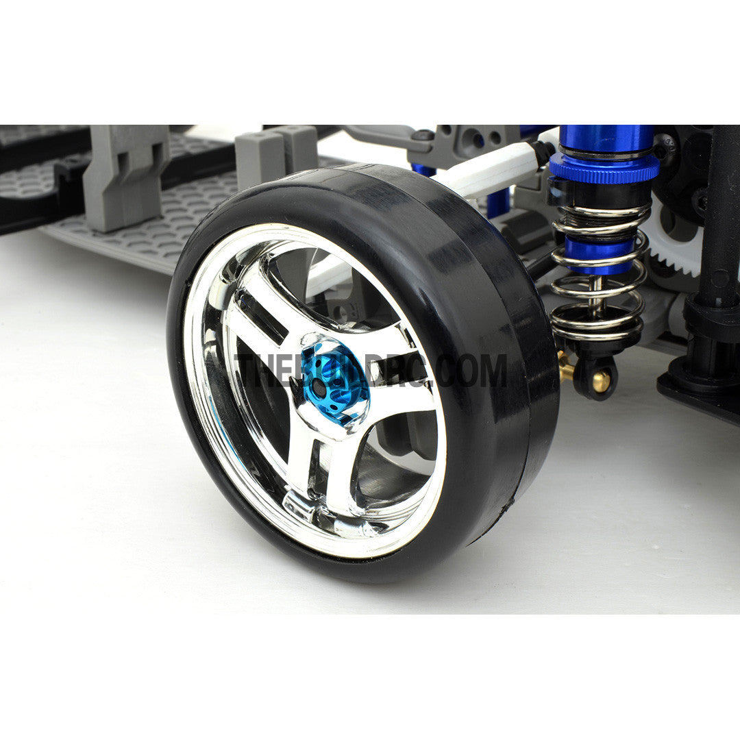 1/10 RC Car 4mm Alloy Anti-Loose Wheel Rim Lock Nut with Hex Screw Driver Adapter 5pcs - Light Blue