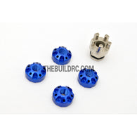 1/10 RC Car 4mm Alloy Anti-Loose Wheel Rim Lock Nut with Hex Screw Driver Adapter 5pcs - Dark Blue