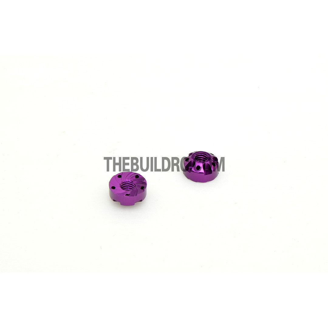 1/10 RC Car 4mm Alloy Anti-Loose Wheel Rim Lock Nut with Hex Screw Driver Adapter 5pcs - Purple