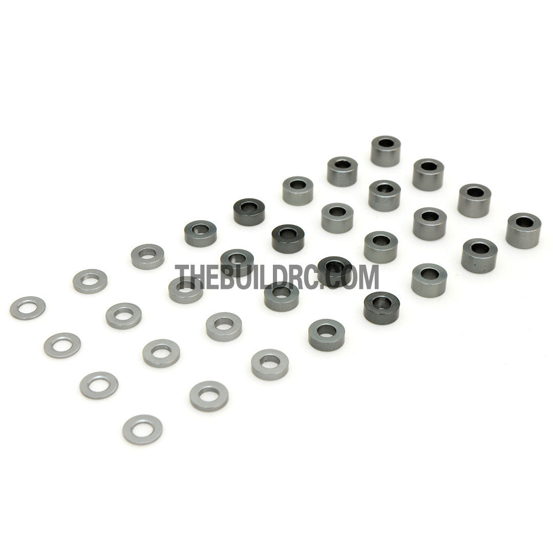 0.5 / 1.0 / 1.5 / 2.0 / 2.5 / 3.0 / 3.5 / 4.0mm 1/10 RC Racing Car Alloy Washer Set - Grey