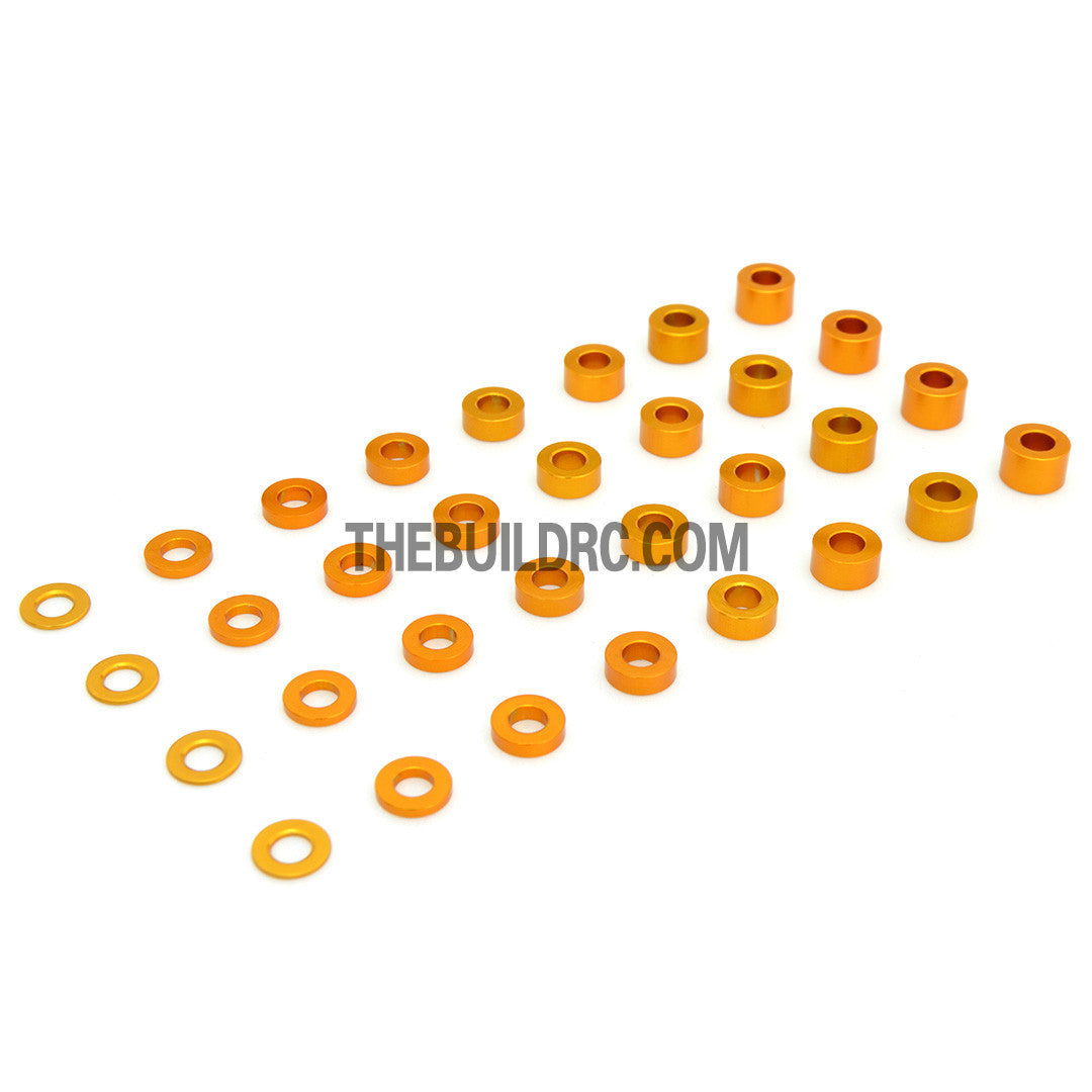 0.5 / 1.0 / 1.5 / 2.0 / 2.5 / 3.0 / 3.5 / 4.0mm 1/10 RC Racing Car Alloy Washer Set - Gold