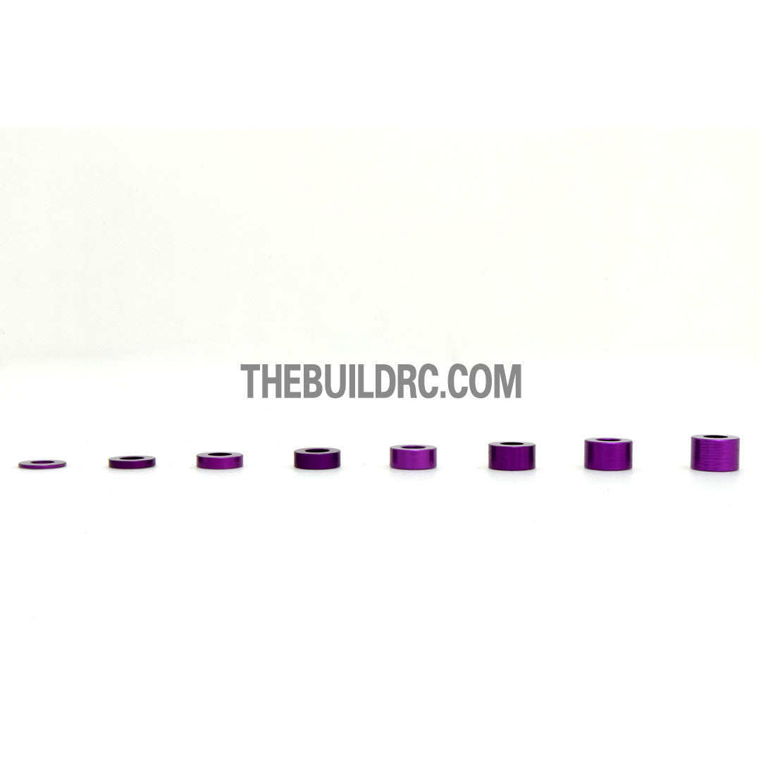 0.5 / 1.0 / 1.5 / 2.0 / 2.5 / 3.0 / 3.5 / 4.0mm 1/10 RC Racing Car Alloy Washer Set - Purple