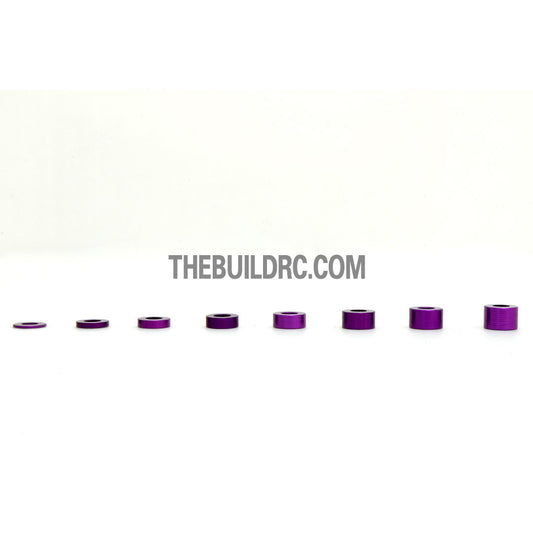 0.5 / 1.0 / 1.5 / 2.0 / 2.5 / 3.0 / 3.5 / 4.0mm 1/10 RC Racing Car Alloy Washer Set - Purple