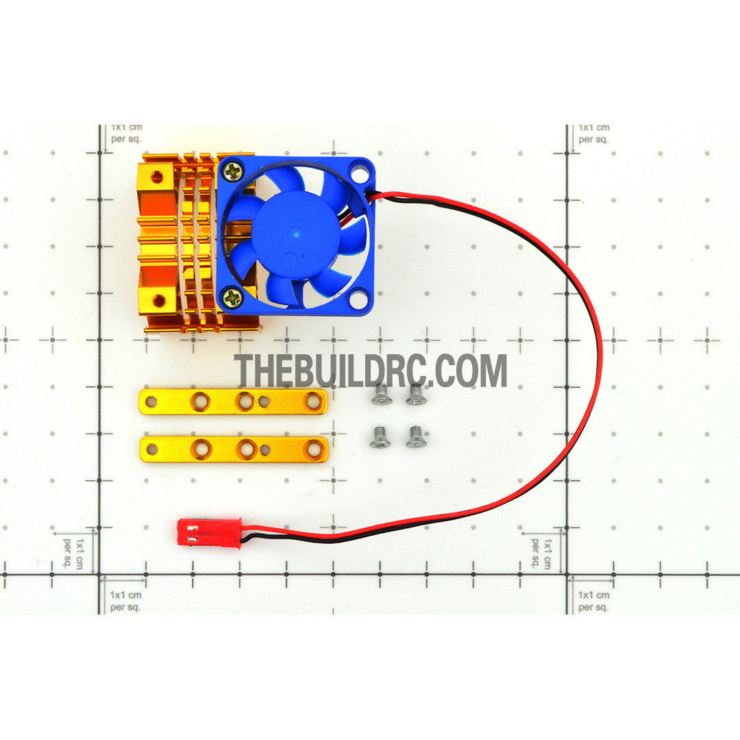 Adjustable Alloy Line Style Heatsink with Fan for 1/10 RC Car - Gold
