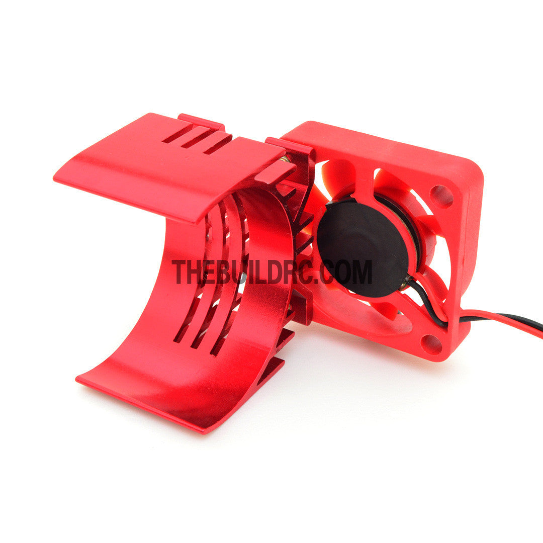 Adjustable Alloy Line Style Heatsink with Fan for 1/10 RC Car - Red