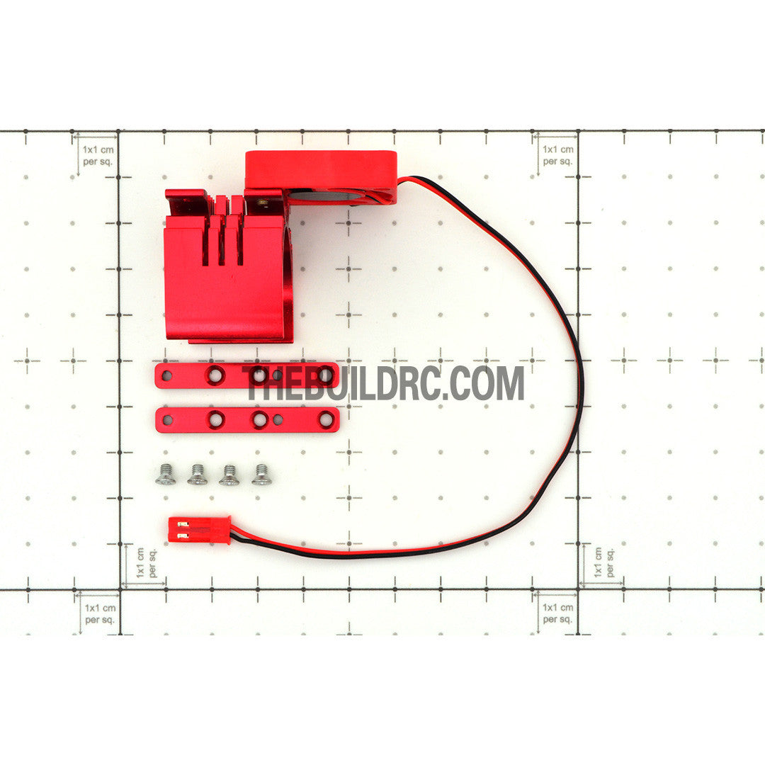 Adjustable Alloy Line Style Heatsink with Fan for 1/10 RC Car - Red