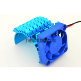 Adjustable Alloy Checkered Style Heatsink with Fan for 1/10 RC Car - Light Blue
