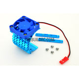 Adjustable Alloy Checkered Style Heatsink with Fan for 1/10 RC Car - Light Blue