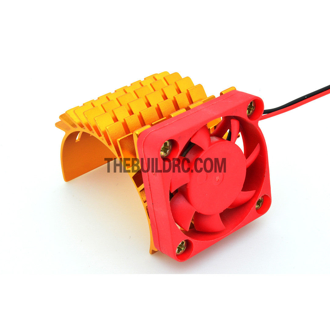 Adjustable Alloy Checkered Style Heatsink with Fan for 1/10 RC Car - Gold