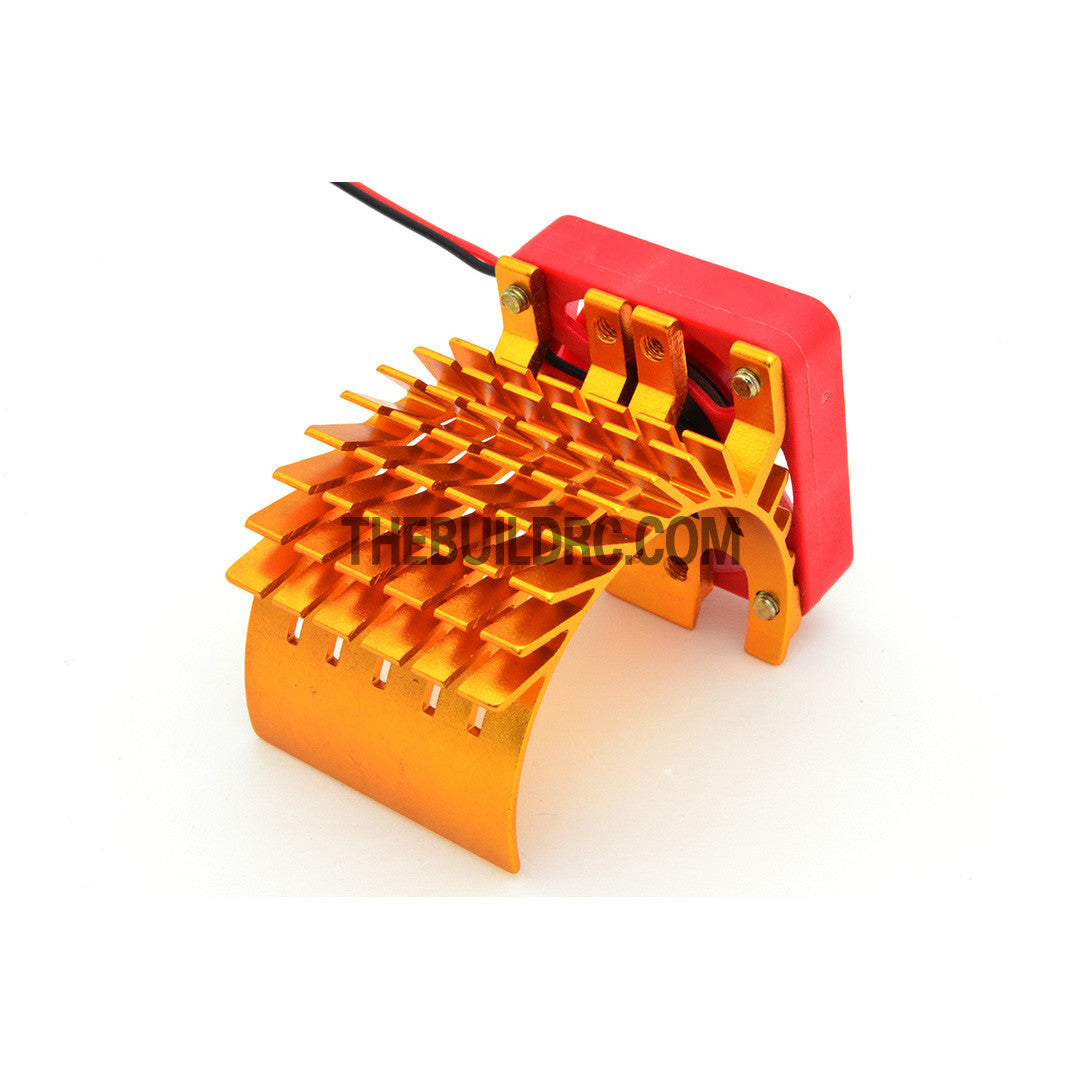 Adjustable Alloy Checkered Style Heatsink with Fan for 1/10 RC Car - Gold