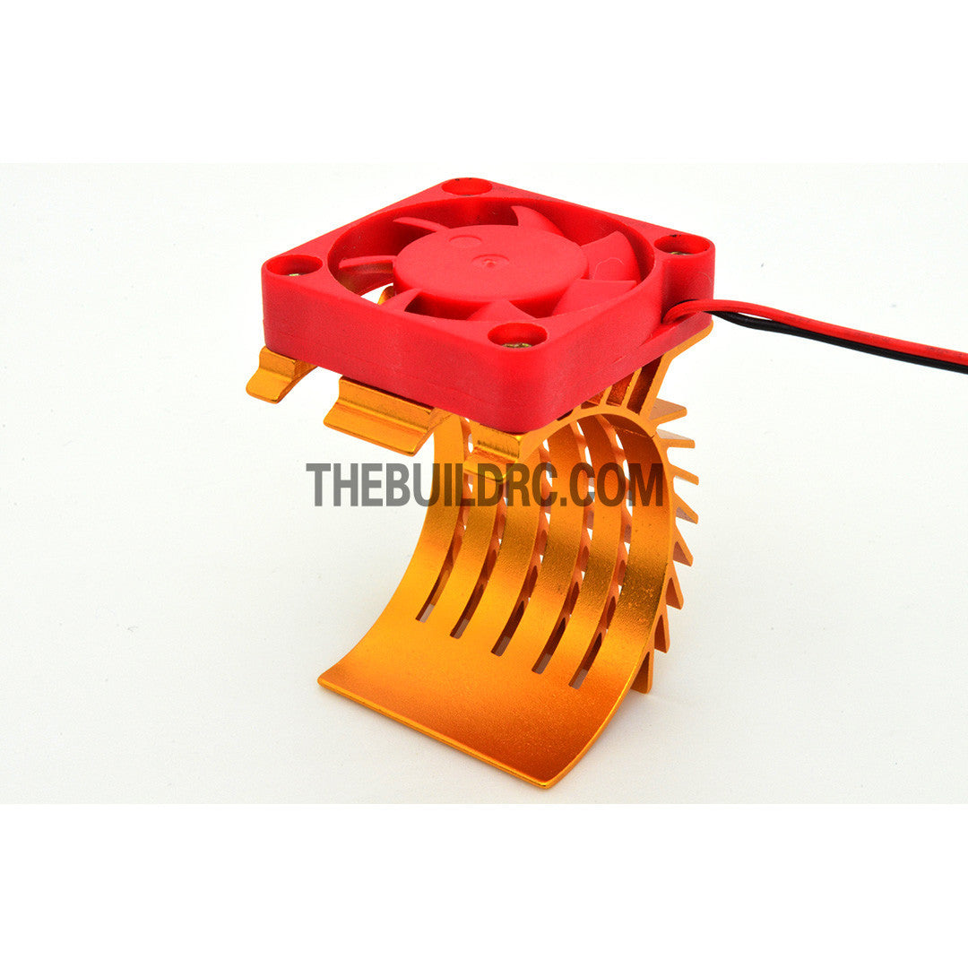 Adjustable Alloy Checkered Style Heatsink with Fan for 1/10 RC Car - Gold