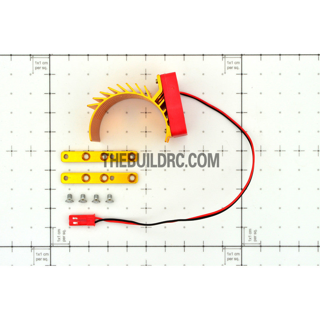 Adjustable Alloy Checkered Style Heatsink with Fan for 1/10 RC Car - Gold