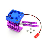 Adjustable Alloy Checkered Style Heatsink with Fan for 1/10 RC Car - Purple