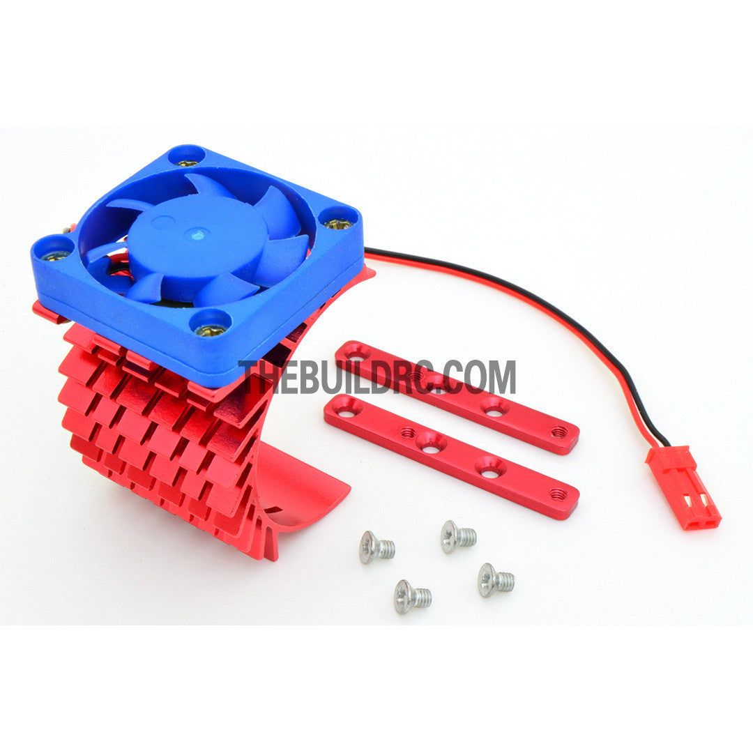Adjustable Alloy Checkered Style Heatsink with Fan for 1/10 RC Car - Red