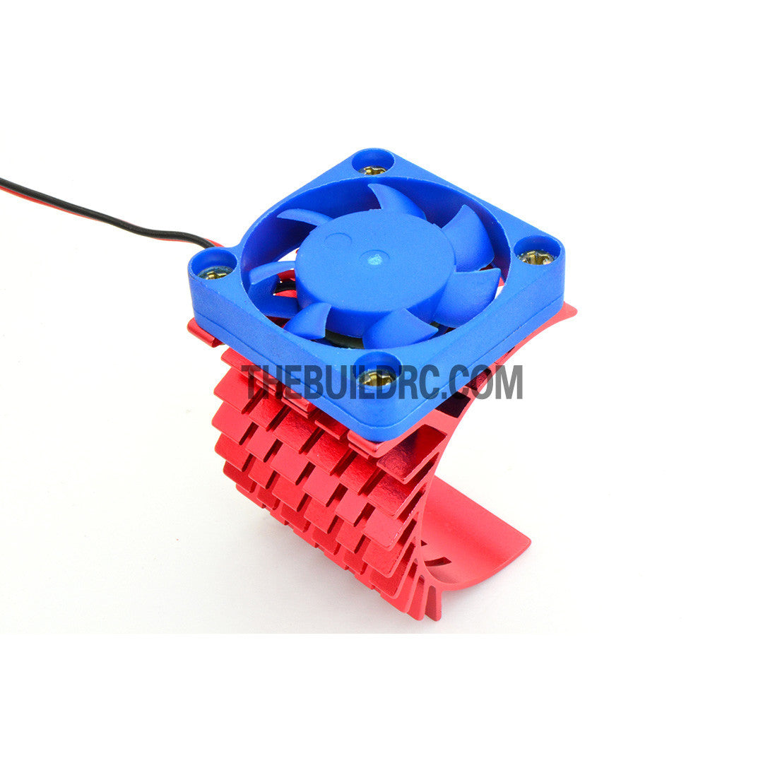 Adjustable Alloy Checkered Style Heatsink with Fan for 1/10 RC Car - Red