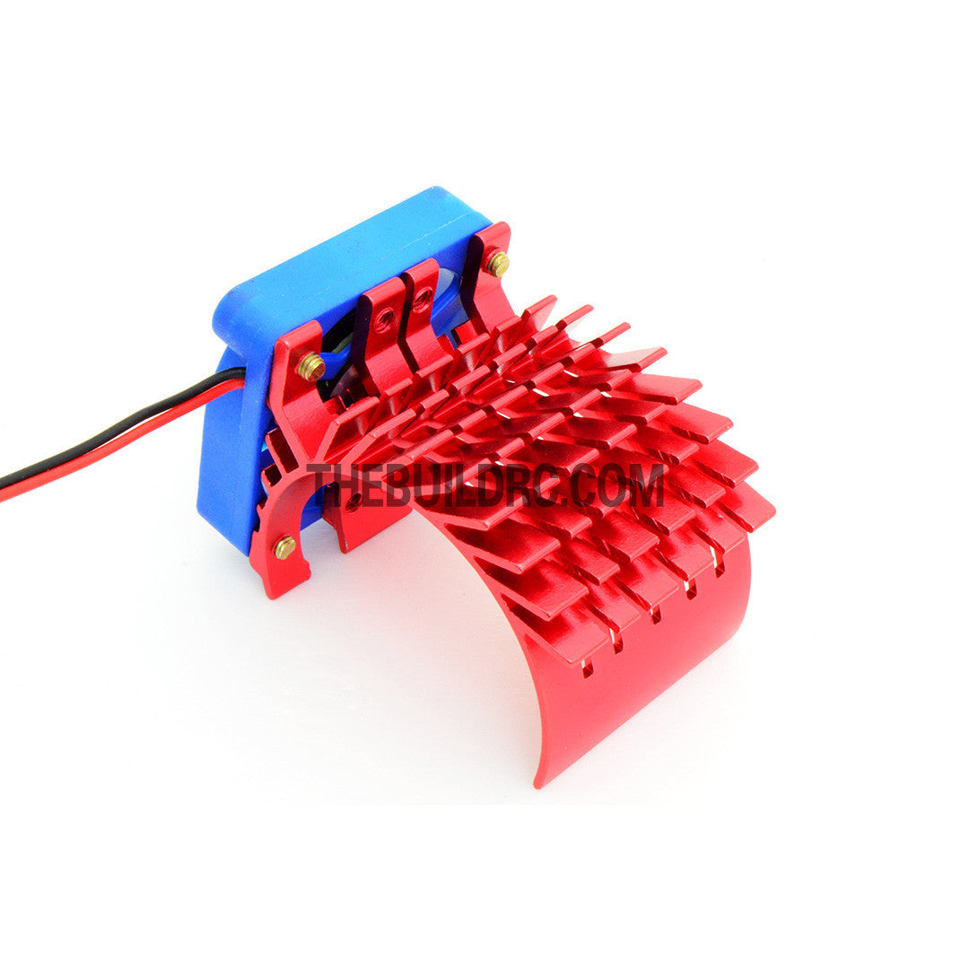 Adjustable Alloy Checkered Style Heatsink with Fan for 1/10 RC Car - Red