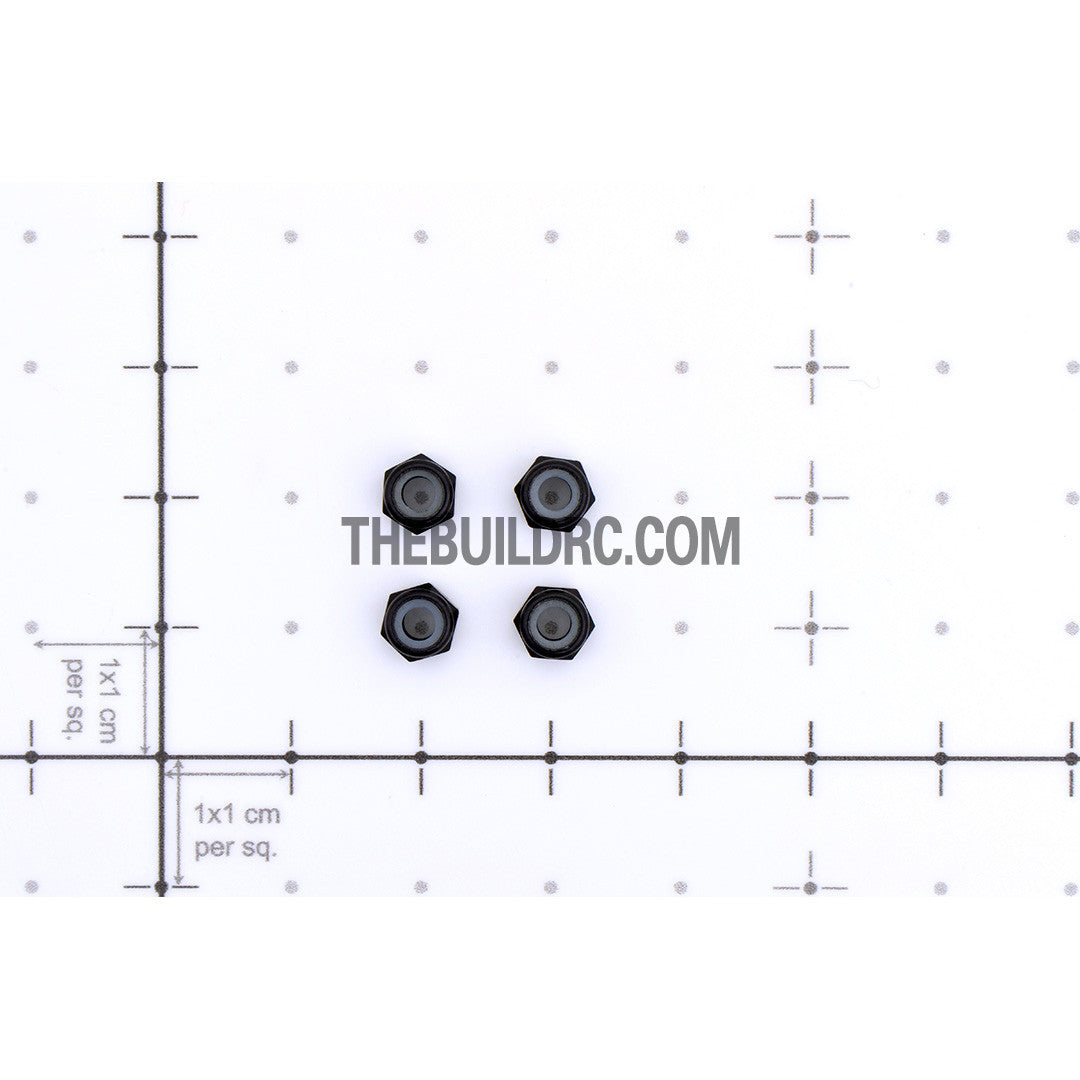 1/18 RC Car 3mm Alloy Wheel Rim Hex Lock Nut 4pcs - Black