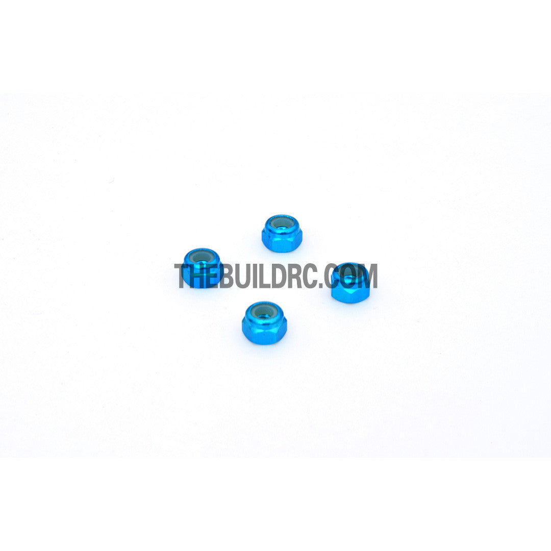 1/18 RC Car 3mm Alloy Wheel Rim Hex Lock Nut 4pcs - Light Blue